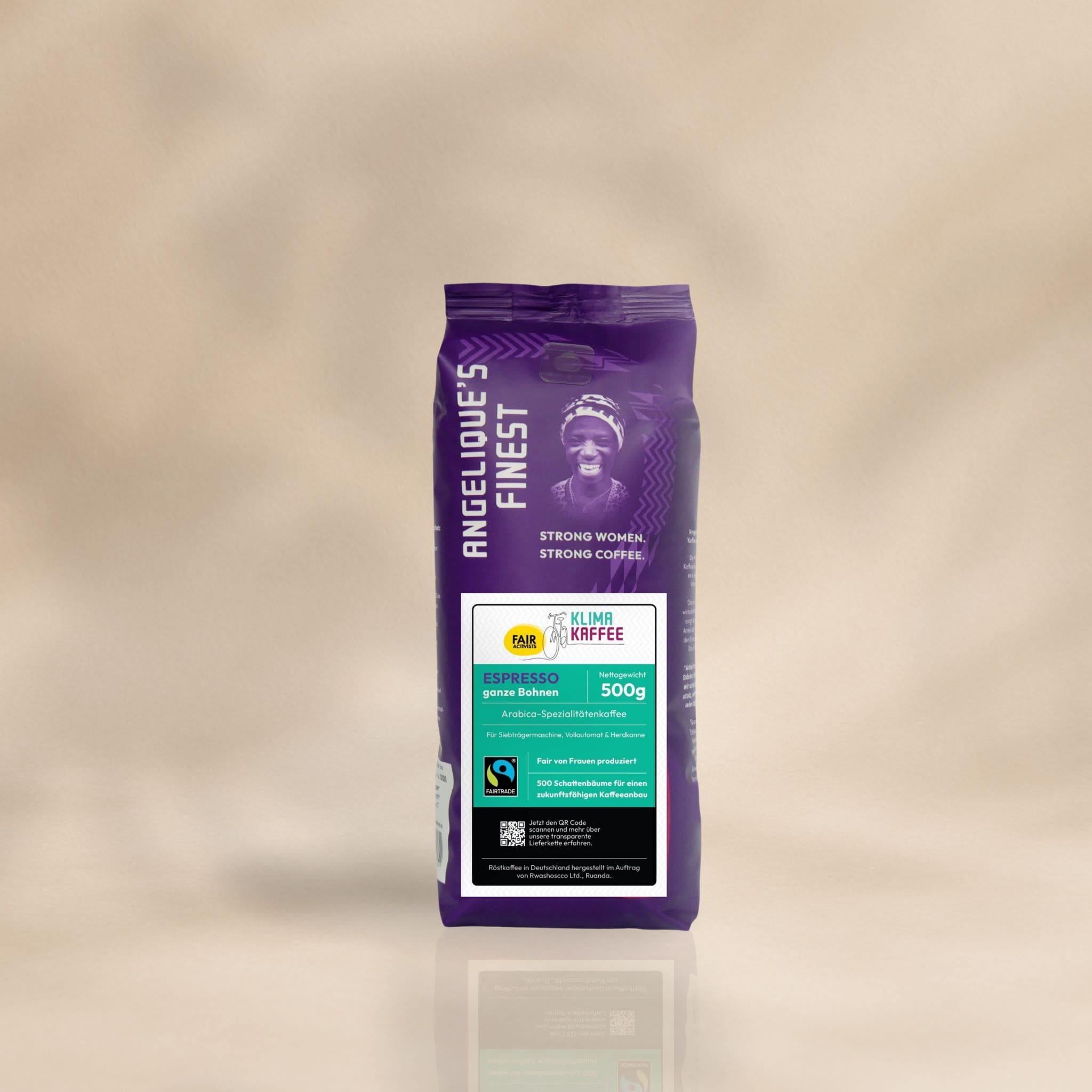 Angelique_s Finest Klima Kaffee Espresso Fairtrade 500g Packung Angelique_s Finest Klima Kaffee Espresso Fairtrade