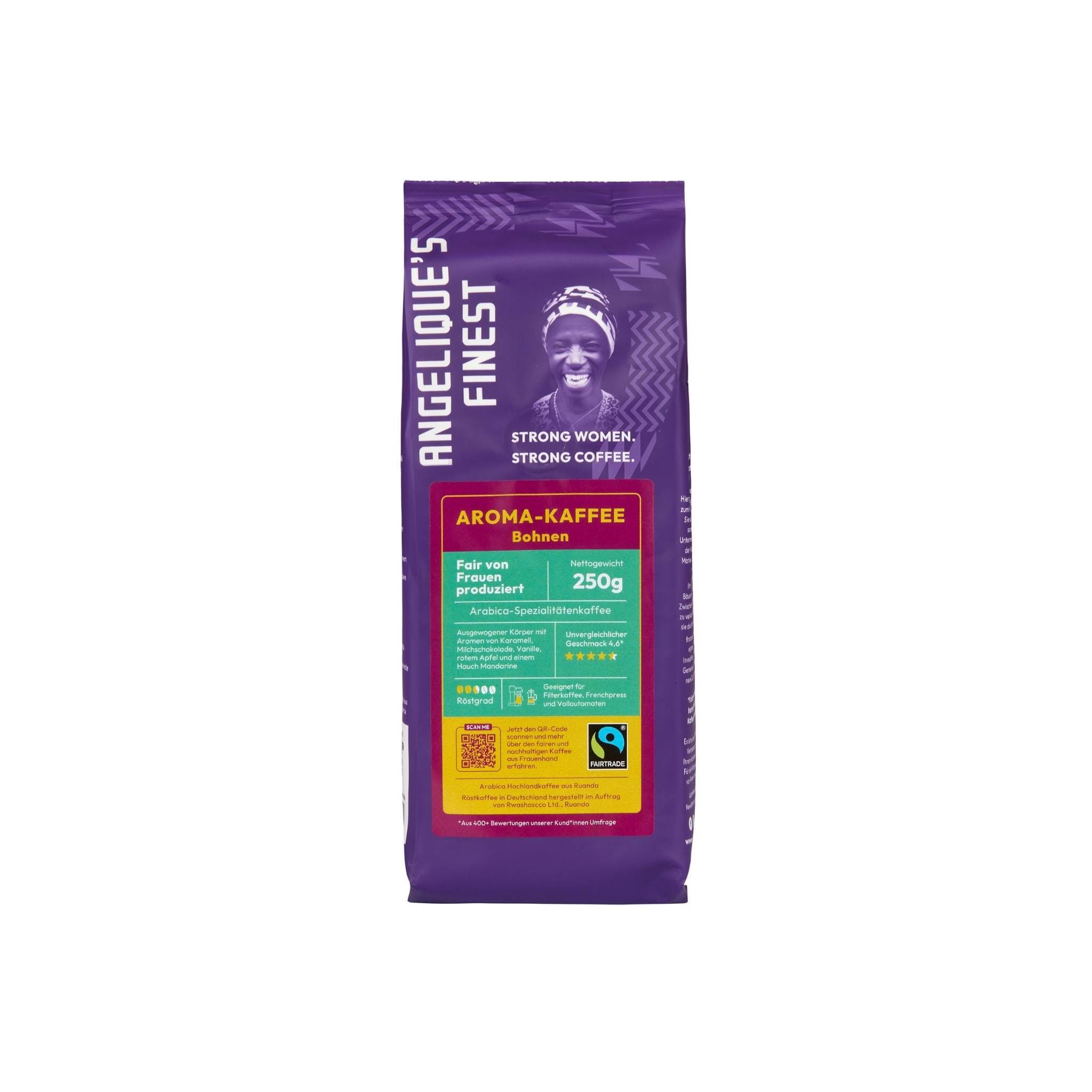 Angelique’s Finest Aromba Kaffeebohnen 250g aus unserem Kaffeeprobierpaket.