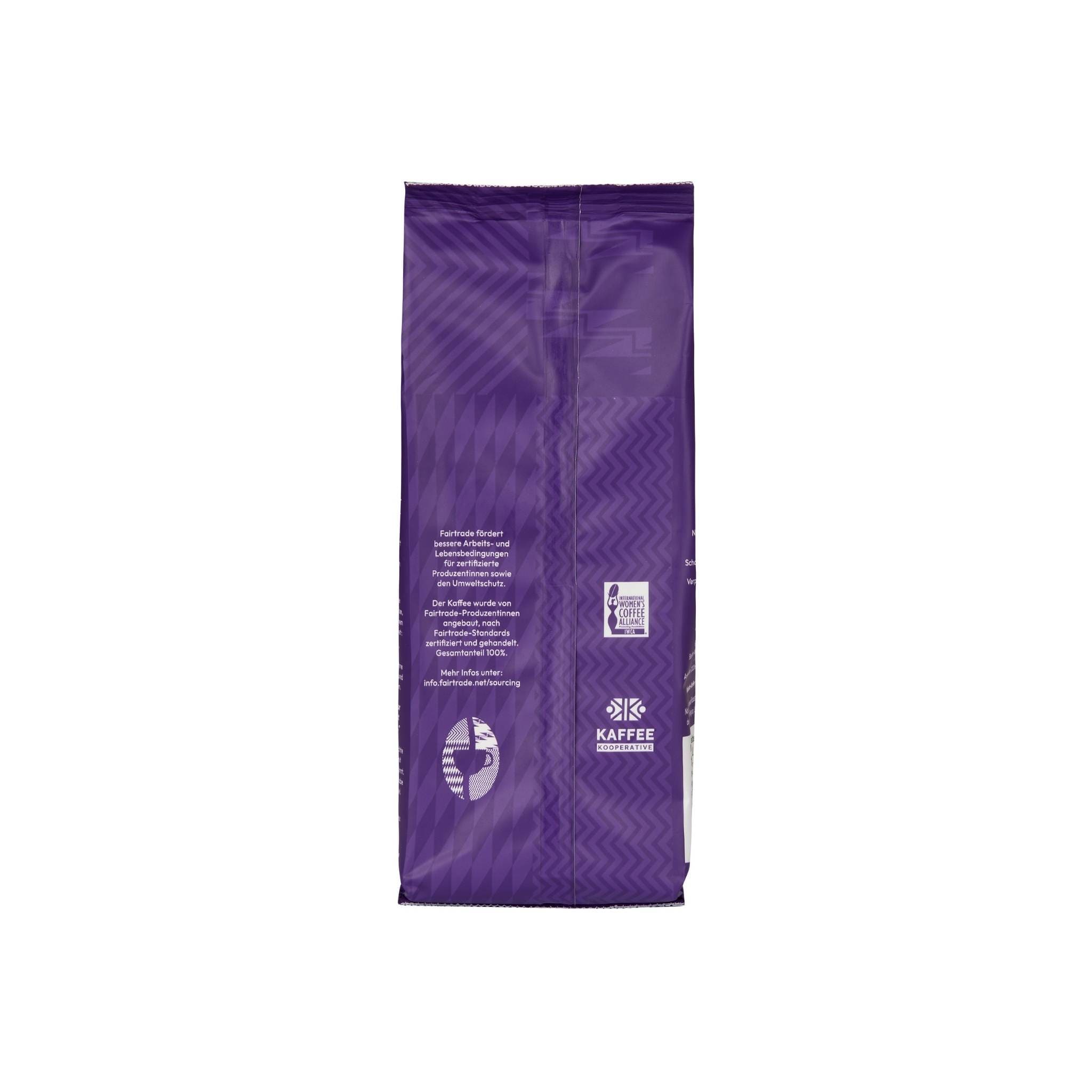 Rückseite der 250g Verpackung von unserem Angelique’s Finest Kaffee.