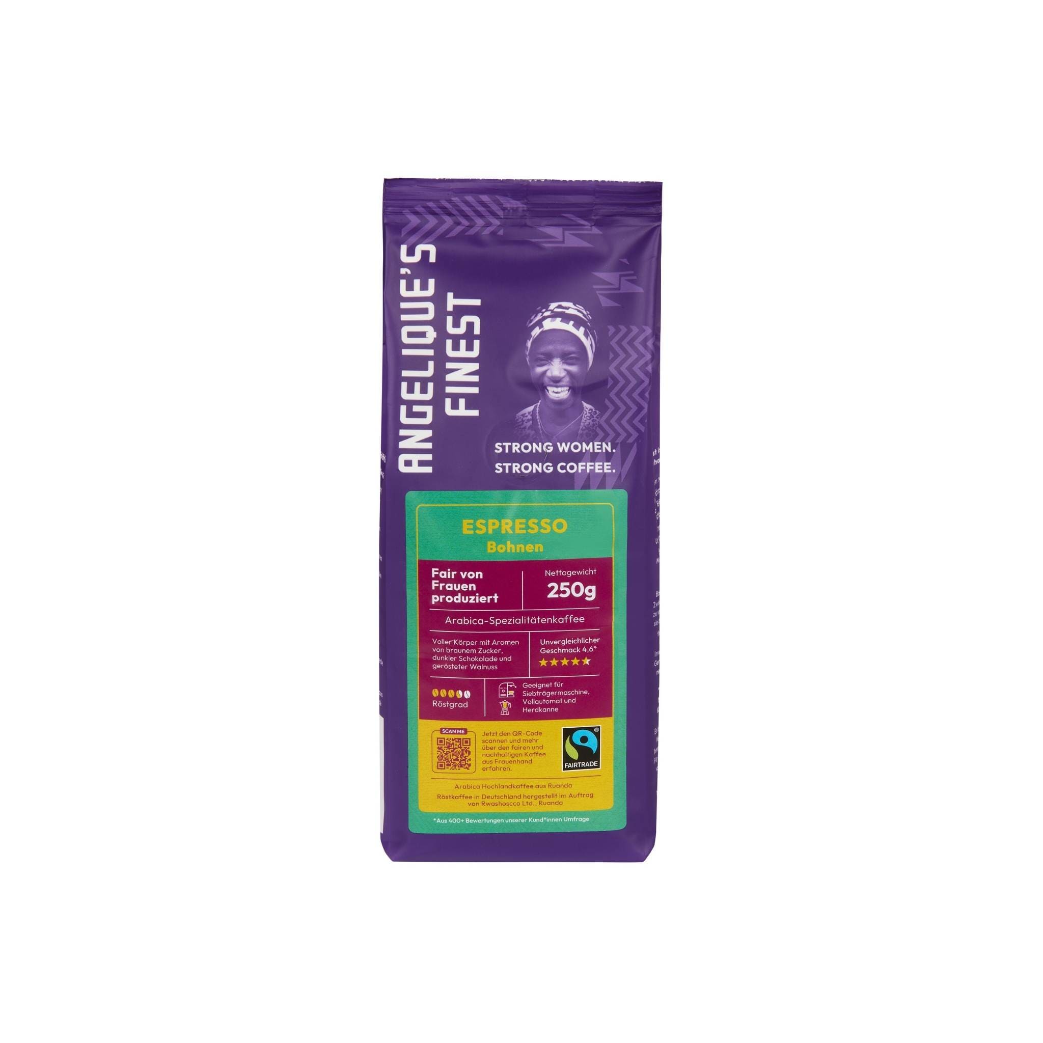 Angelique’s Finest Espresso Kaffeebohnen 250g aus unserem Kaffeeprobierset.