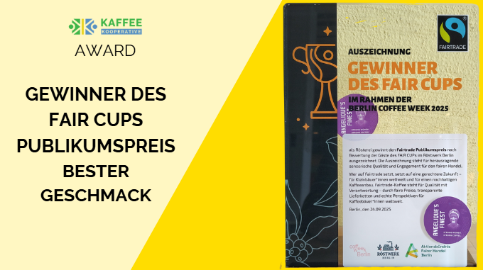 Gewinner des Fairtrade Awards Fair Cup Publikumspreis für besten Geschmack